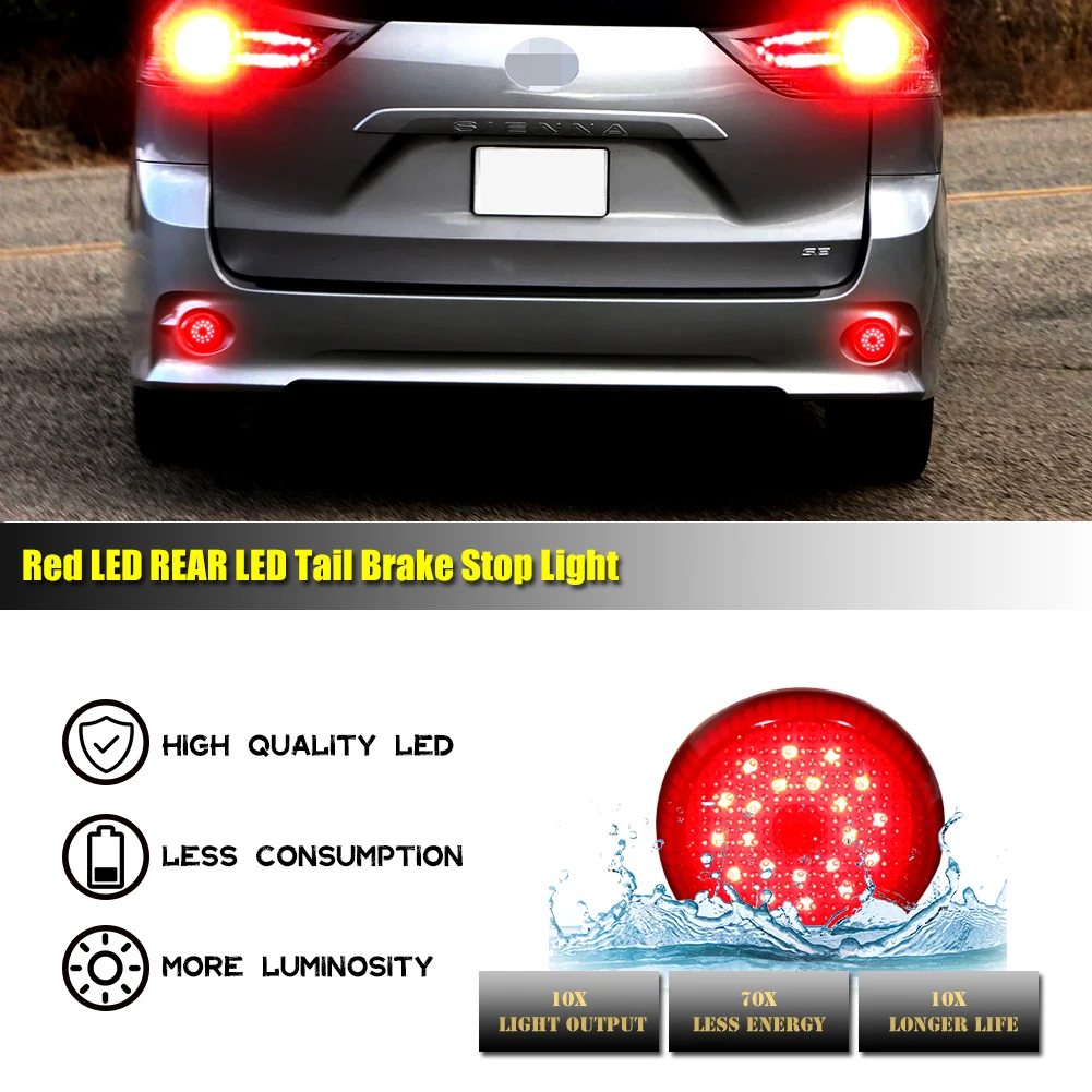 2 قطعة المصد الخلفي عاكس LED الفرامل الذيل ضوء ل Scion iQ xB تويوتا سيينا كورولا