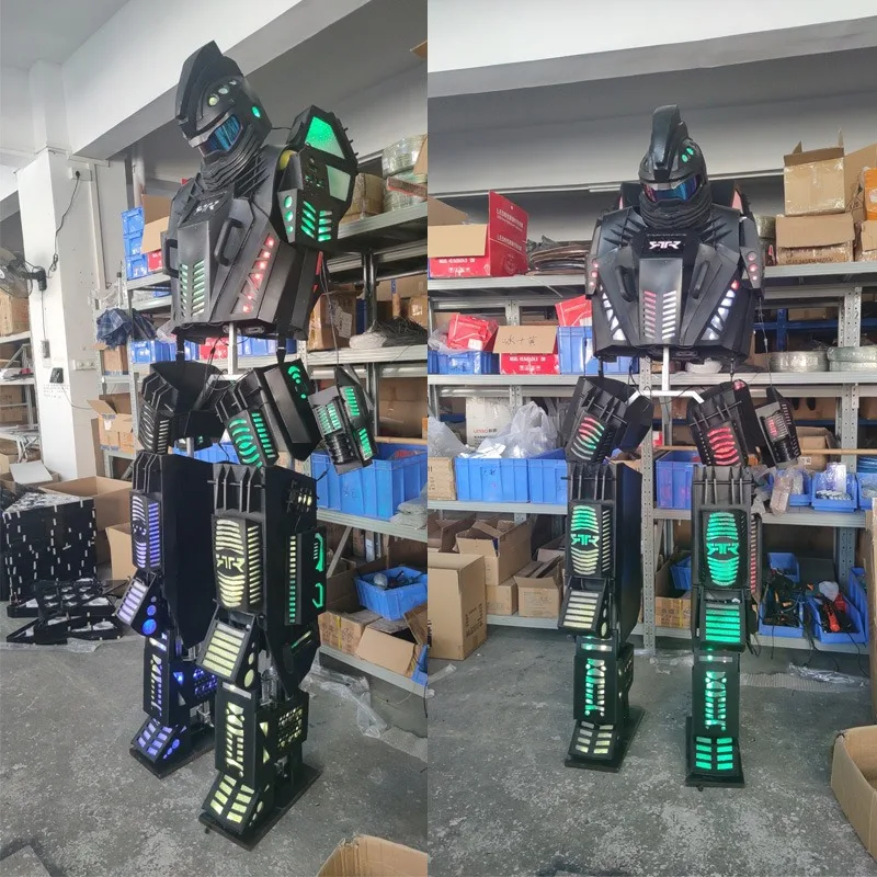 Ropa de rendimiento con luz fantasma que cambia de color con control remoto LED, ropa para zancos, armadura de robot, ropa de armadura de máquina