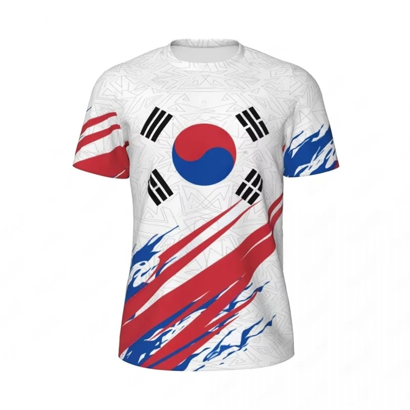 Fashion South Korea Flag Football T Shirts For Men Trend Summer National Emblem 3D Printed T-shirts Loose Breathable Sports Tees