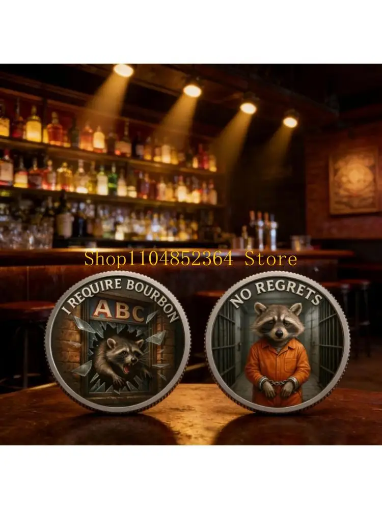 652F Alloy Trashed Panda Incident Challenge Coin Hilarious Challenge Funny Raccoons Drinking Emboosed Coin For Collection Gift