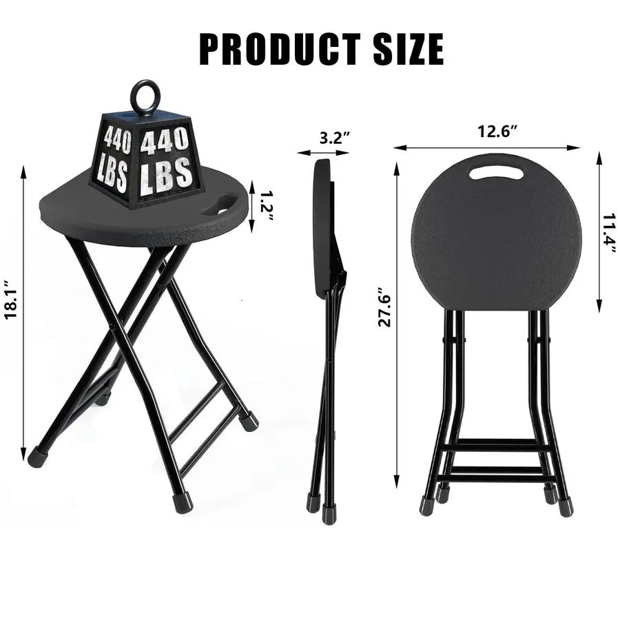 Stool, 18 Inch Foldable Stool with Handle amp Steel Frame, Pack of 8 Folding Bar Stools, 440lbs Sturdy Foldable Lightweight Meta