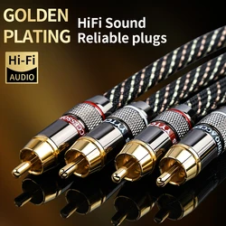YYAUDIO HIFl stereo kabel Audio RCA 6N OFC z męskiego na męskie 2RCA do 2 kabel Audio RCA ze złotym platerowane złącze wzmacniacza CD