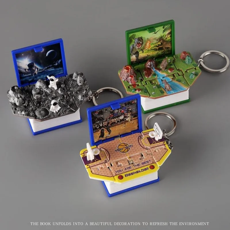 Pop-Up Book Keychain For Kids Mini Backpack Keychains,3D Folding Keychains For Children Gift Interesting Bag Pendant Unique Gift