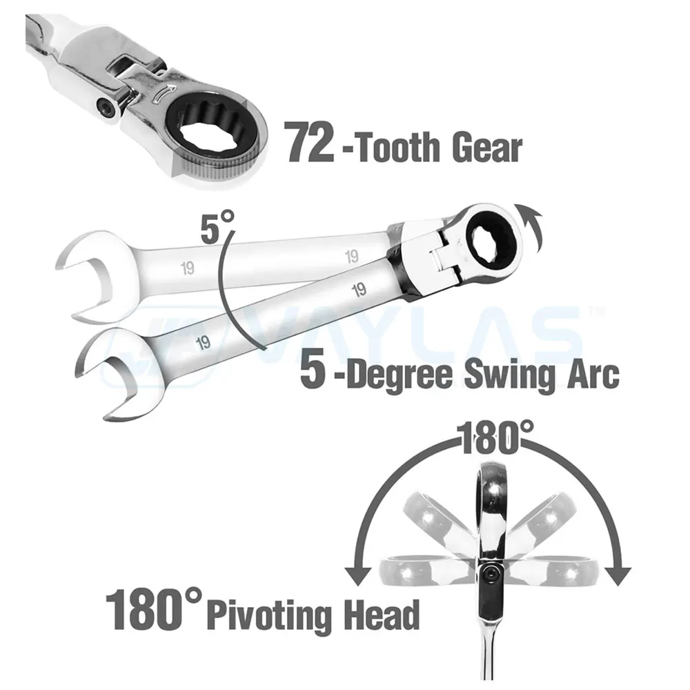 Keys Set Multitool Ratchet Wrenches Flex-head Ratcheting Combination Wrench Spanners Set Metric/SAE Universal Home Repair Tools