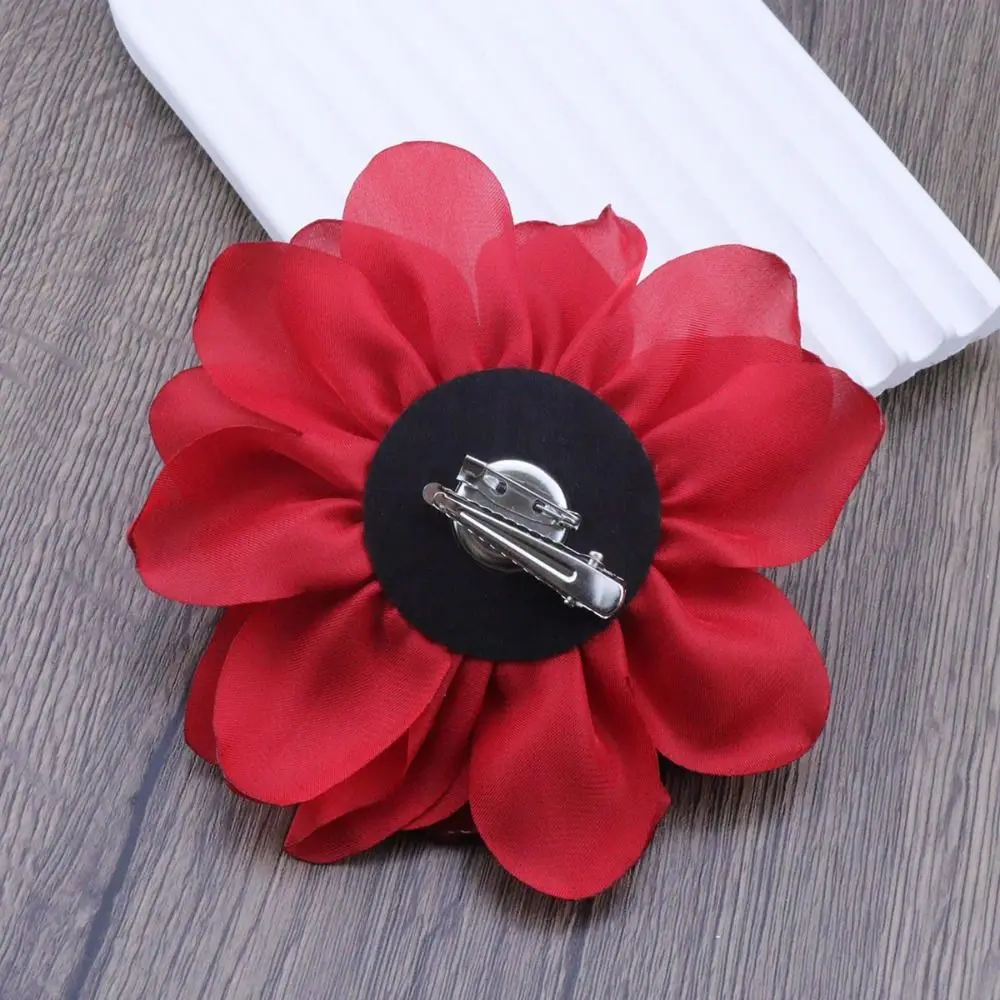New 12cm Satin Camellia Flower Brooch Fashion Multi-layered Floral Corsage French Women Hair Clips All-match Dress Accessory