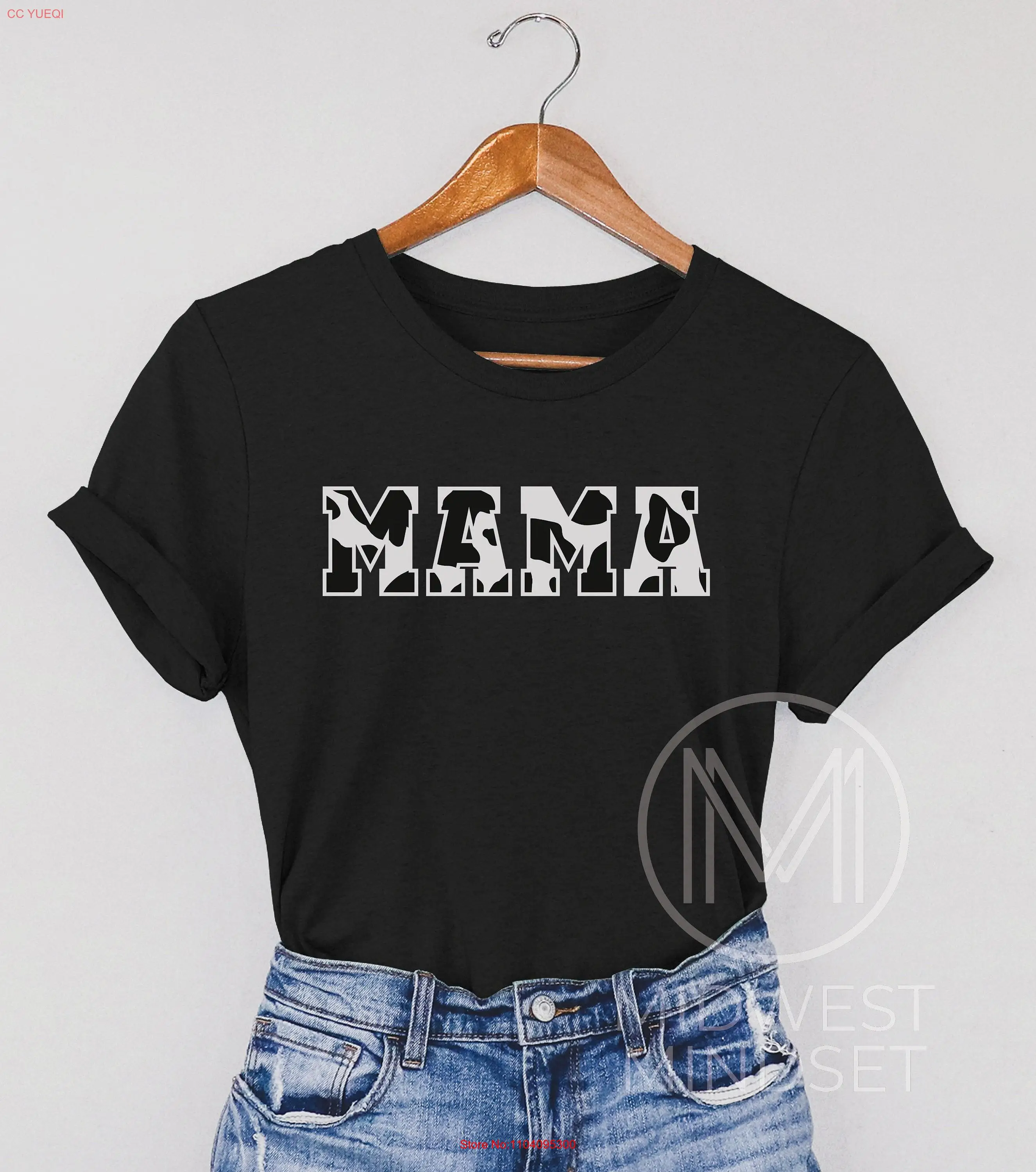 

Cow Mama Birthday T Shirt Farm Mom Party Farmer long or short sleeves
