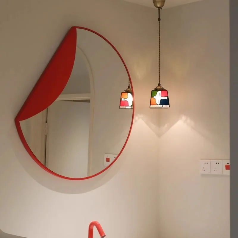 Restaurant high-end decorative painting bathroom mirror painting simple wall red abstract light luxury hanging painting luxury w