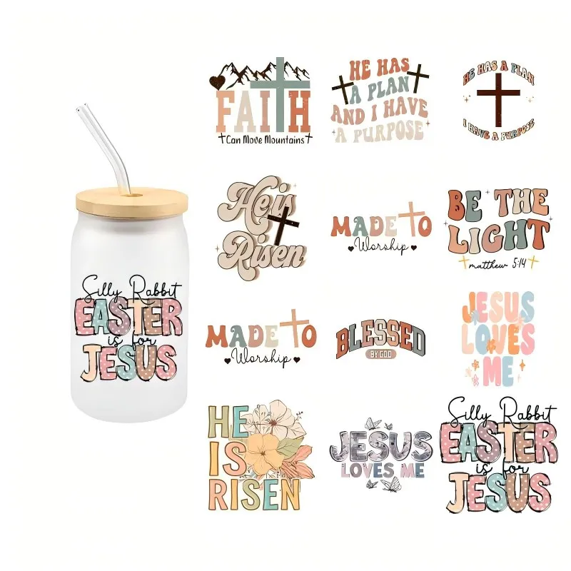 Christ Transfer Sticker Wraps Cup Faith God Jesus UV DTF Transfer Decals For Mug Coffe Cup 3D