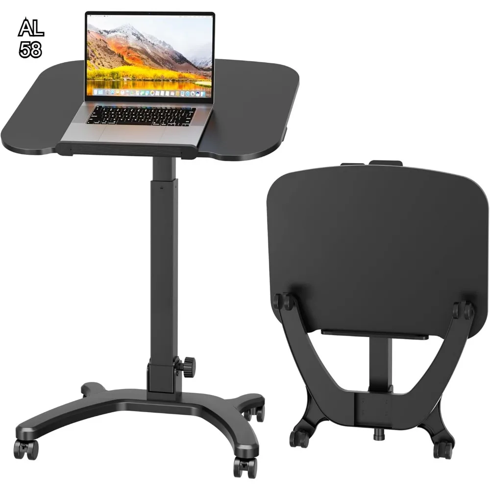 

Foldable Standing Desk with Gas Spring, Adjustable Height Portable Laptop Table on Wheels for Home Office Use