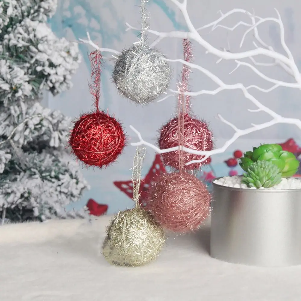 Silk Foam Christmas Decoration Ball Glitter Fiber Bright Bright Silk Foam Winding Ball 5cm Decorative Glitter Fiber Ball