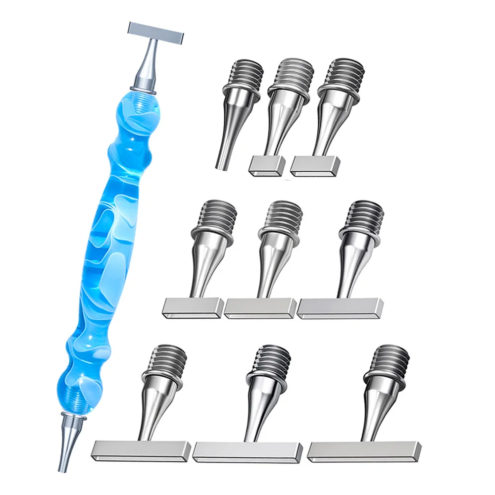 5D DIY Resin Diamond Painting Pen，Color Embroidery Threaded Dot Drill Tool，Metal Screw Thread Tips Accessories