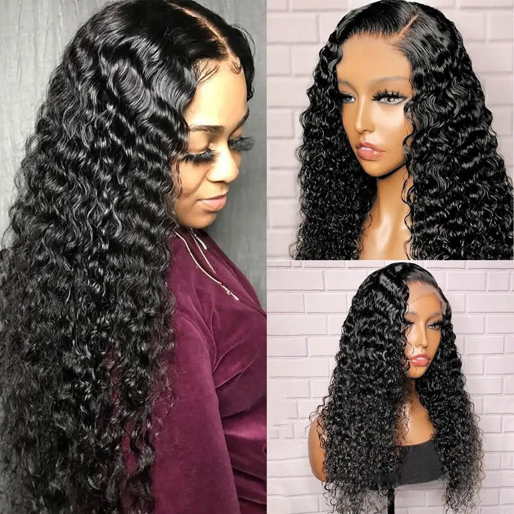 

Soft 26Inch Long 180Density Natural Black Kinky Curly Lace Front Wig For Women BabyHair Heat Resistant Preplucked Daily Glueless