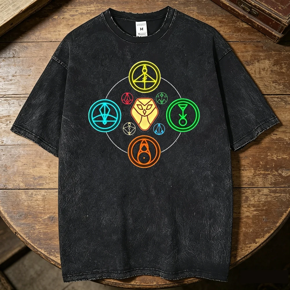 the Owl House Vintage Washed cotton men Digital Graphic Pastel Trendy tshirt University Gothic kawaii Psychedelic women