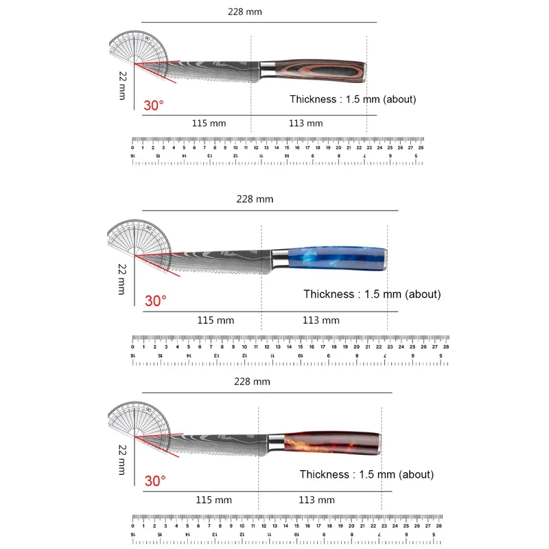 Steak Knife Cut Meat Fruit Fish Vegetable Slicing Knife Dinner Filleting Kitchen Knives Stainless Steel Sharp Blade Steak Knives