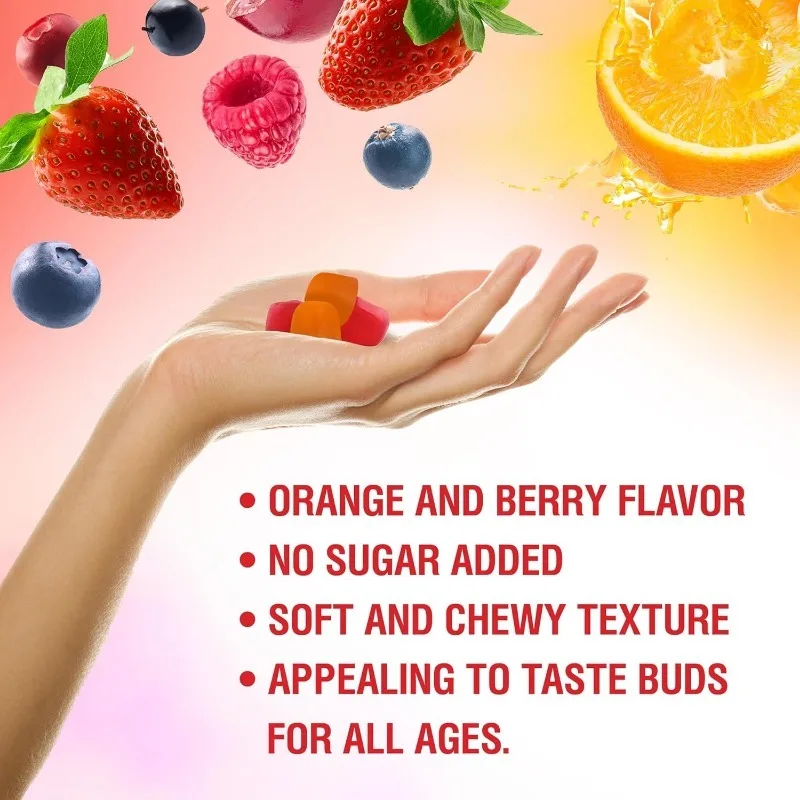 Calcium magnesium zinc gummies contain vitamin D3 and K2- highly effective in enhancing absorption - orange and berry flavors