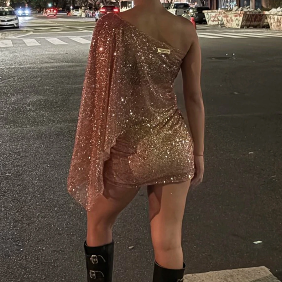 

Роскошные женские комплекты с длинными рукавами: блестящее платье, однотонная накидка и мини-юбка для вечеринок, клубов и пляжа