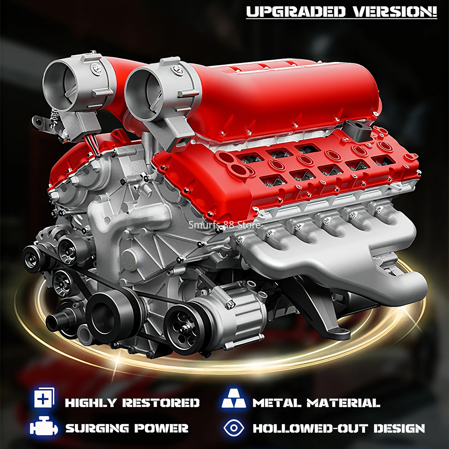 

Комплект сборки модели двигателя TECHING V12 Металлическая модель двигателя с двигателем и базовыми игрушками Двухконтурный масляный насос Механизм