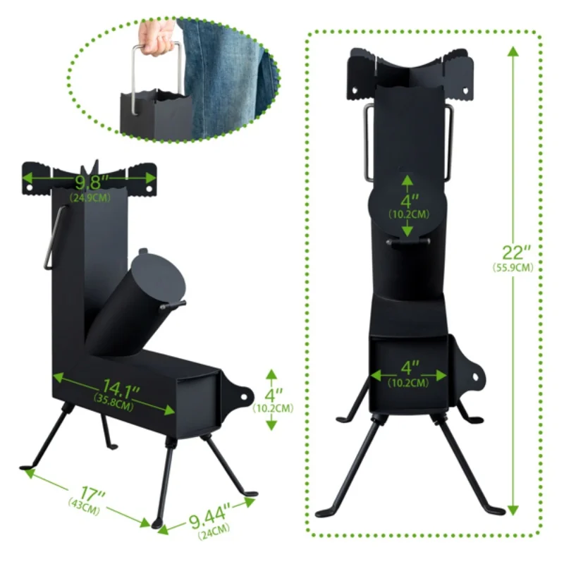 Liga de aço acampamento fogão a lenha portátil foguete fogão aquecimento fogão a lenha tenda queimador madeira para acampamento cozinhar acessórios