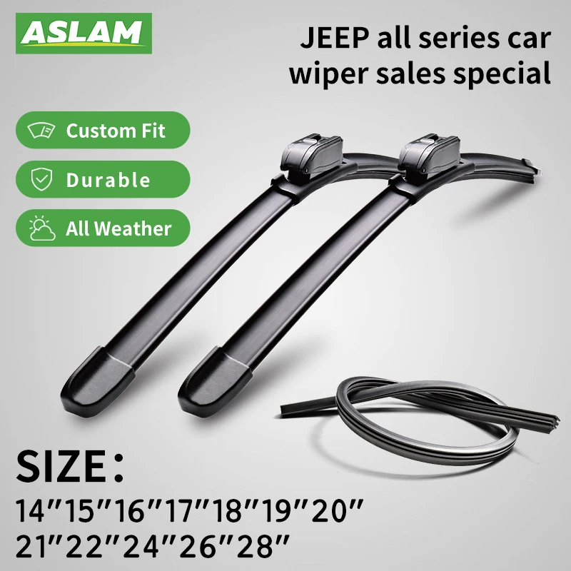 

ASLAM Wiper Front Windscreen Windscreen Accessories Window Rain Brushes Double Layer Soft Rubbe Easy to Install for JEEP