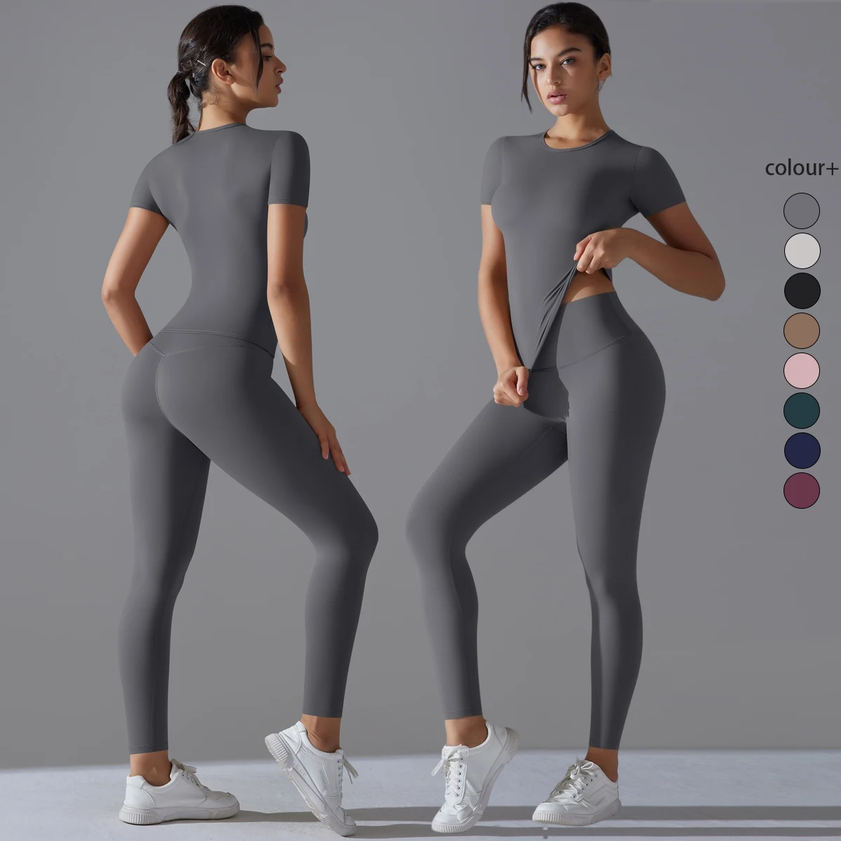 Quick-Drying Gym Leggings Set Yoga Suit Sports Set Sleeve Breathable Stretchy GYM Yoga Slim Fitness Active Top Tight Yoga Pant