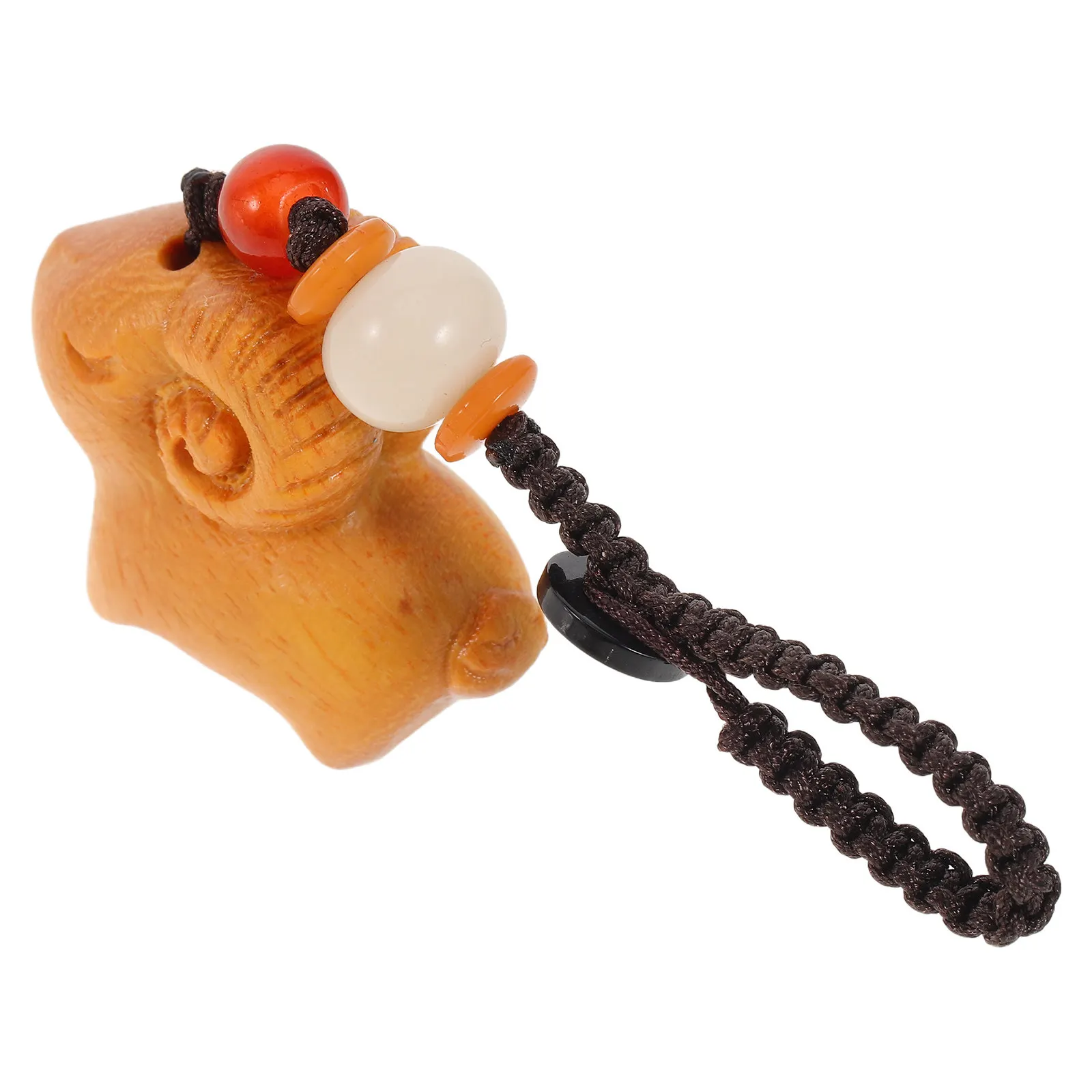 Traditional Chinese Zodiac Ram Keychain Lucky Sheep Charm Pendant Wooden Zodiac Sheep Keyrings Key Holder For Bags Ornaments