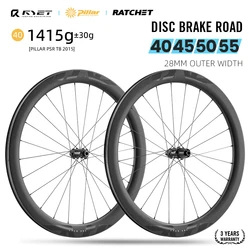 RYET Carbon Road Wheels 700C Bike Wheelset 36T Ratchet Disc Brake CenterLock Hub Bicycle Rimsets Pillar Racing Cycling Wheels