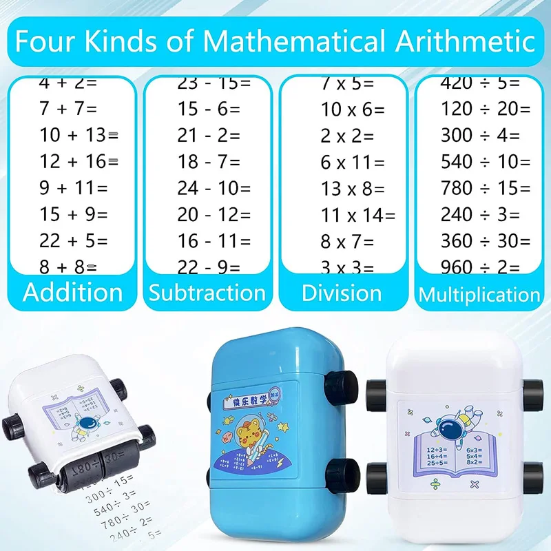 2 in 1 Math Roller Stamp Within 100 Addition Subtraction Multiplication Division Dual Head Digital Math Practice Teaching Stamps