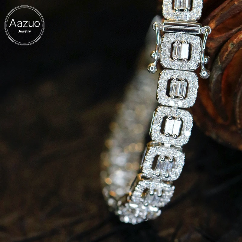 Aazuo Luxurydesign 18K Gold Real Diamonds 3.5ct High Quality Square Bracelet For Woman Upscale Trendy Wedding Engagement Party