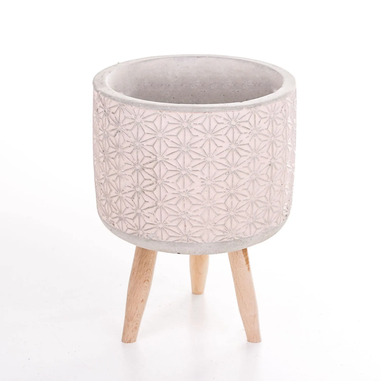 Veramaya star patterned salmon color concrete flower pot 12x17,5 Cm