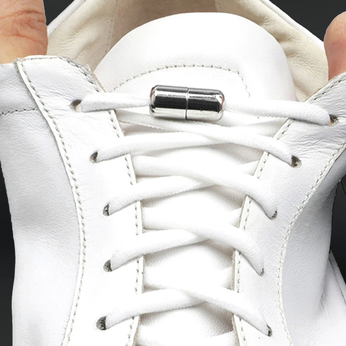 1pair Laces Closure, Metal Capsules,  Metal Capsule Lock, Lazy Metal Capsule Laces, Capsule Closure, Lazy Shoelaces for Trainers image 2