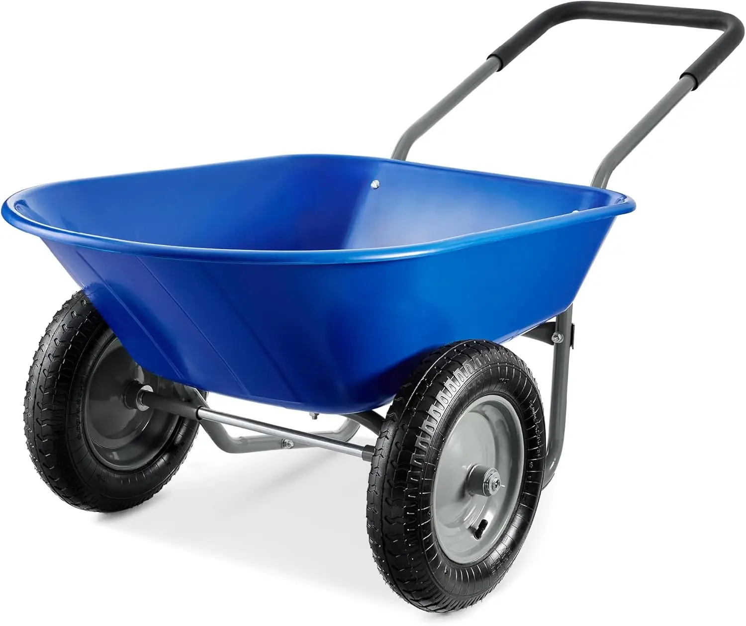 

Best Choice Products Dual-Wheel Home Utility Yard Wheelbarrow Garden Cart W/Built-in Stand for Lawn Gardening Construction Blue