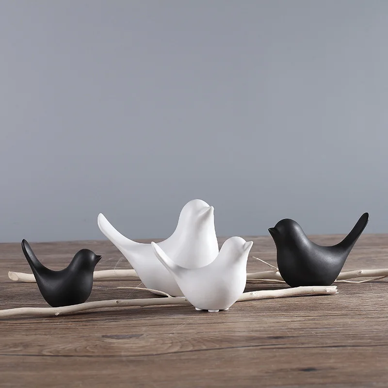 Nordic Simple Modern Bird Abstract Simple Black Ceramic Decoration Soft Decoration Home Decor Model Room Decoration