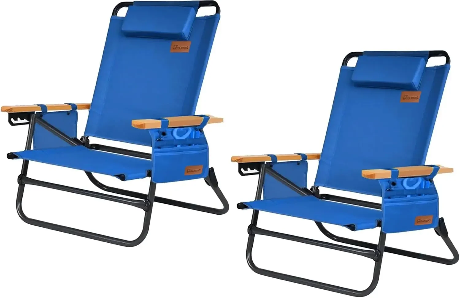 

Folding Backpack Beach Chair, 4 Position Adjustable Backrest, Headrest, Storage Bag, Cup and Phone Holder, Lightweight
