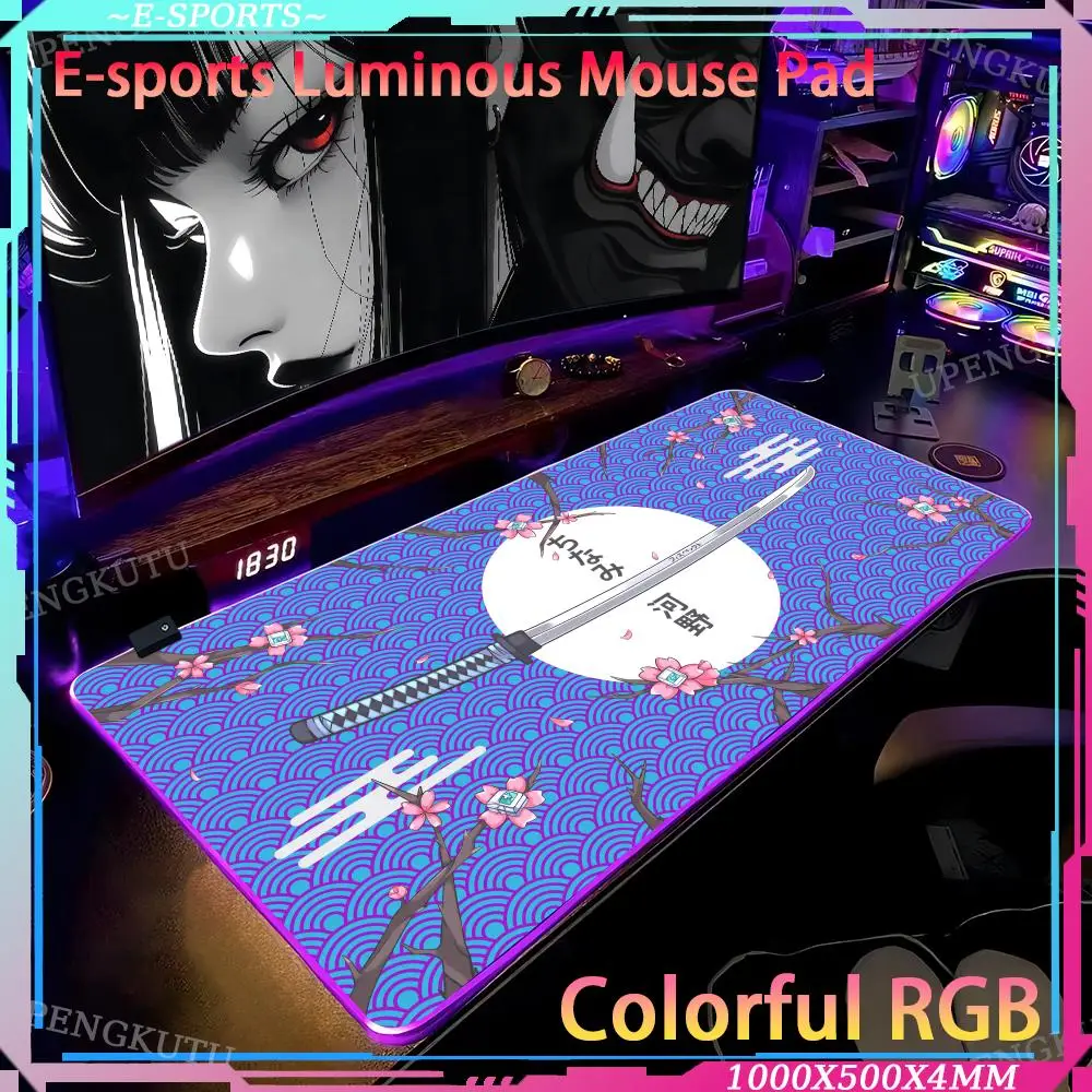

RGB Rubber Anti-slip Mouse Pad Sakura Gamer Mouse mat XXXL Mouse Pad Computer Accessories Rubber Desk Mat White Art Keyboard Pad