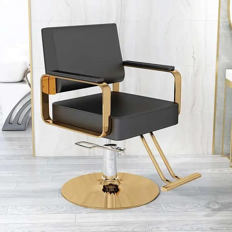 

Pink Pedicure Stylist Barber Chair Salon Luxury Aesthetic Golden Barbers Armchair Rotating Mocho Cadeira Barber Equipment MQ50BC