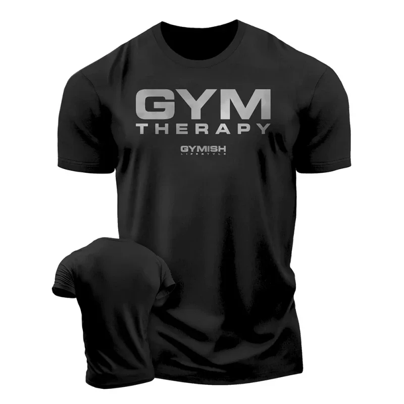 2026 Fashion New 3D Letter Print T‑Shirt Dumbbell Weight Plate Graphic Short Sleeve Gym Workout Bodybuilding Fitness Tee Tops