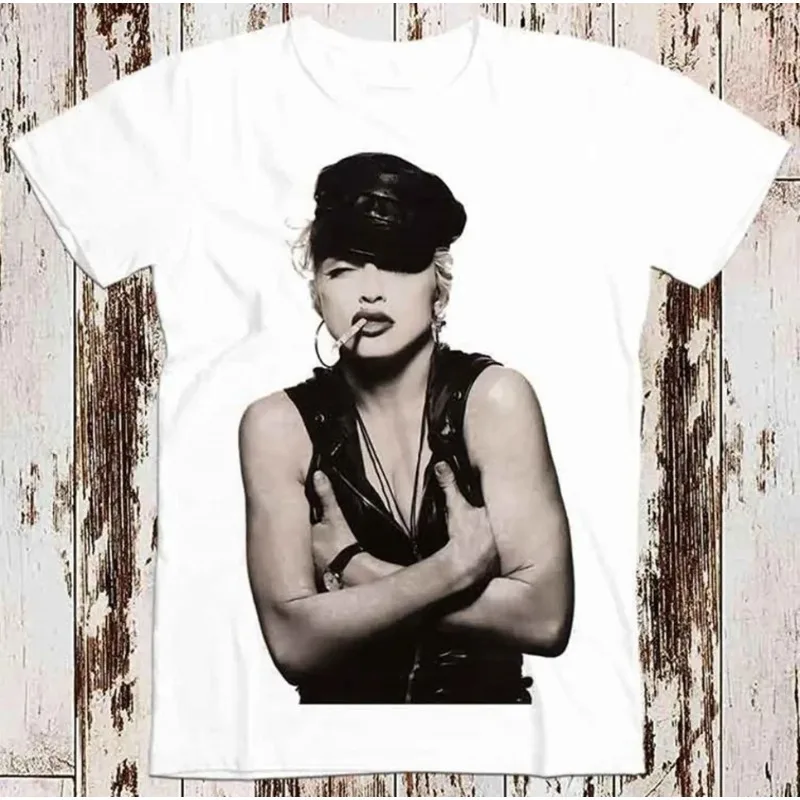 Madonna Smoking Super T-shirt Men's T-shirt Summer New Casual Unisex Harajuku Style T-shirt