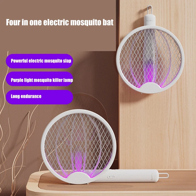 Mosquito Swatter Lamp Rechargeable Mosquito Racket Swatter DC3000V Repellent For Outdoor