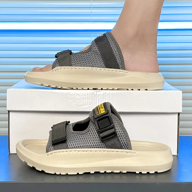 

Модные пляжные сандалии в римском стиле, дышащие повседневные сандалии на толстой подошве на плоской подошве, легкие уличные кроссовки, новые летние мужские сандалии