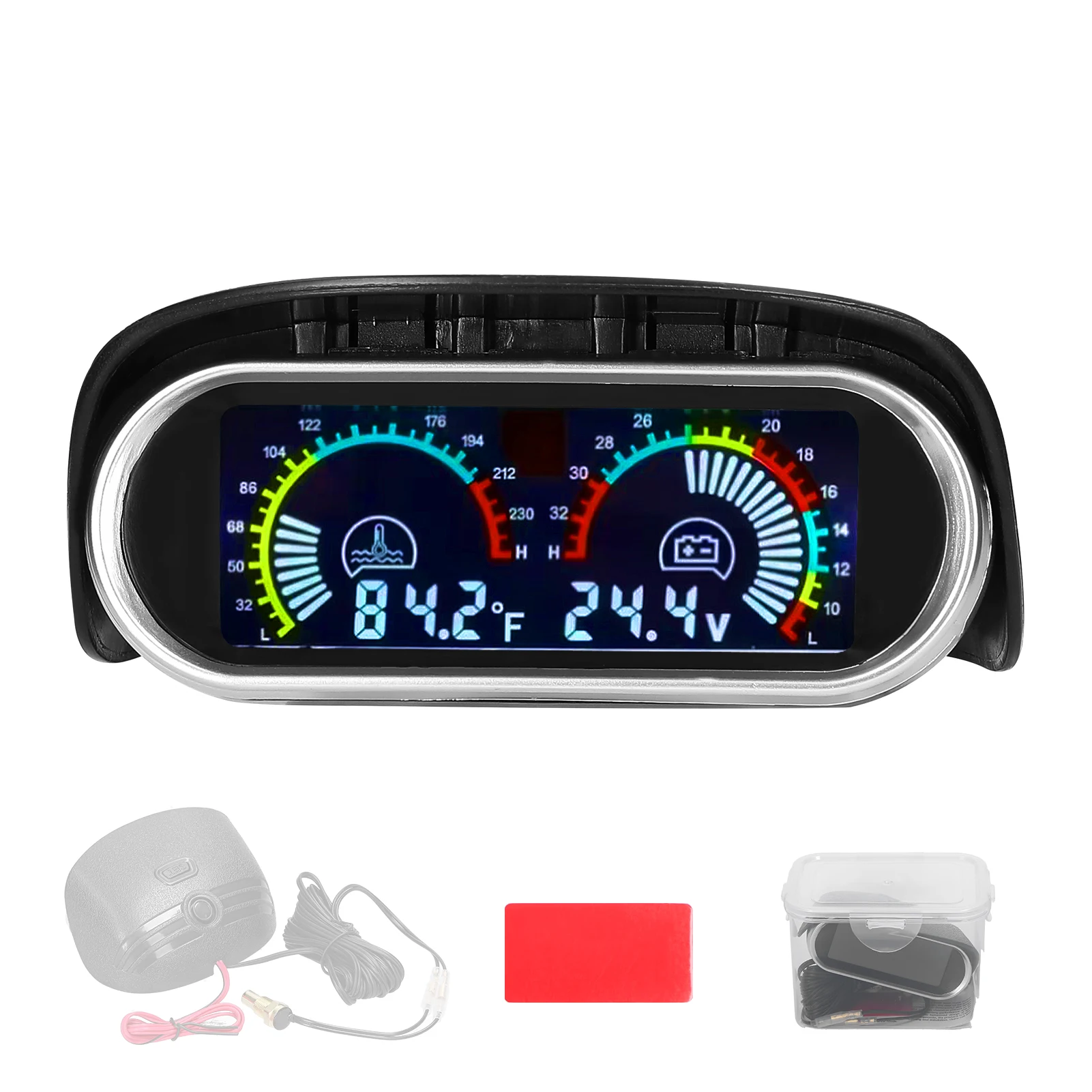 

2 in 1 Universal Car Digital Gauge Water Temperature Voltage Gauge Voltmeter 9-36V with 1/8NPT Sensor Fahrenheit/℉ Display for