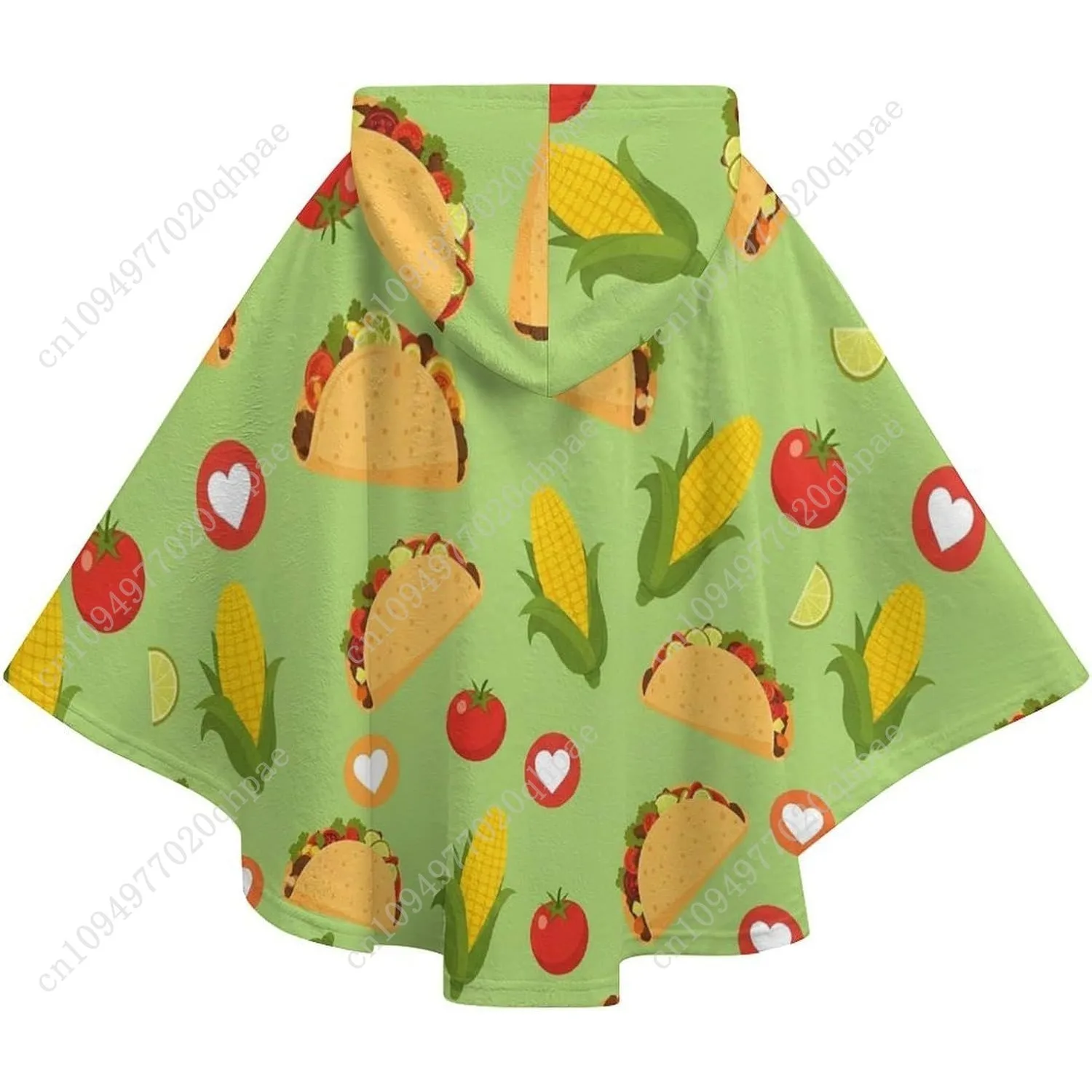 Comodo maglione coperta in flanella, felpa con cappuccio oversize con cuori modello taco con tasche per bambini e adolescenti