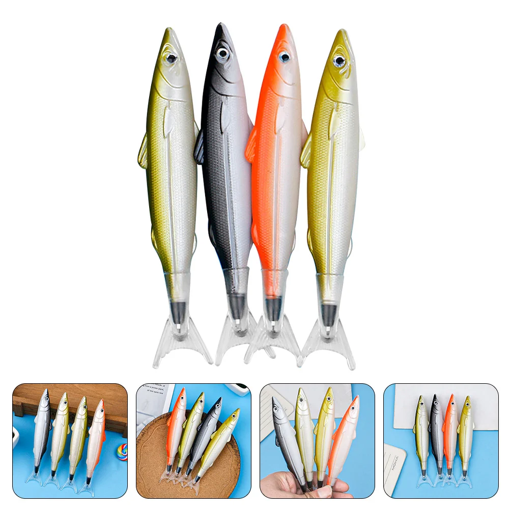 4 Pcs Salted Fish Ballpoint Pen Advertise Award Pens Decorative Cartoon Gift Plastic Ball-point Advertising