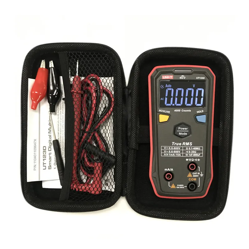 UNI-T UT123 Mini Digital Multimeter;AC DC Voltage meter;Resistance(Ohm) Temperatue tester;NCV/Continuity Test/EBTN Color Screen