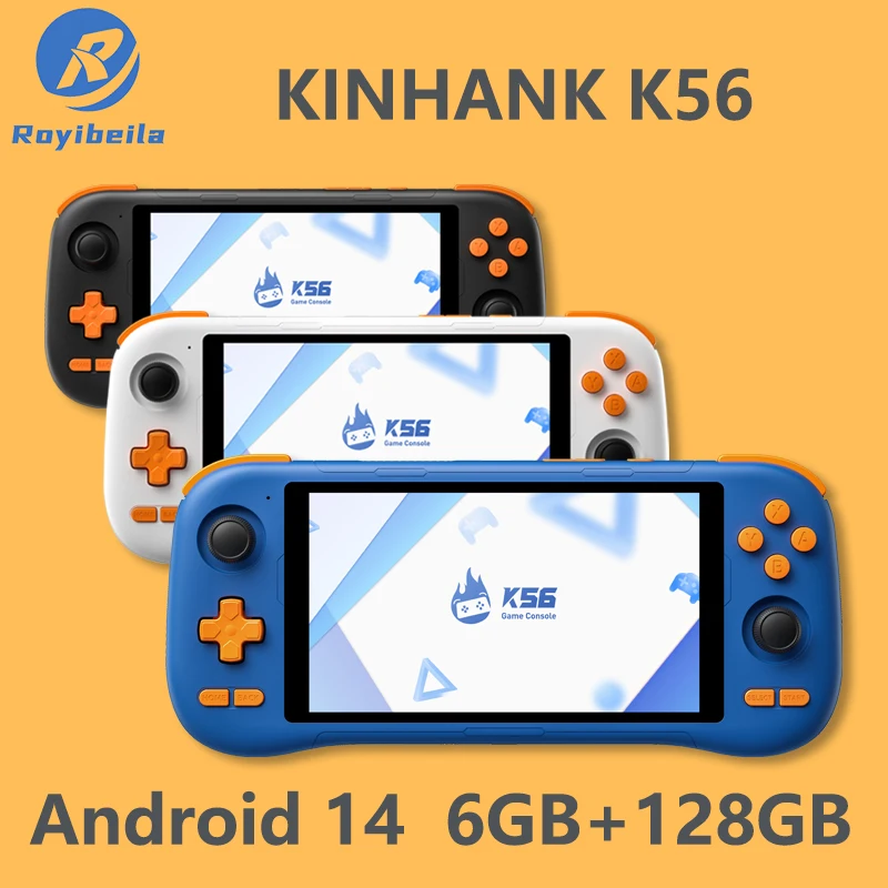 NEW KINHANK K56 Retro Handheld Game Console 5.5'' Touch Screen 50 Emulators for PS1/PSP/DC/SS Android 14 5000mAh WIFI5 Gaming