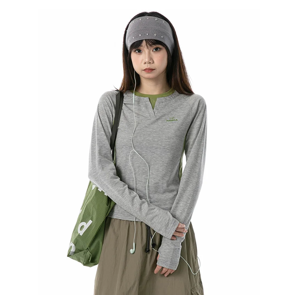 Sweet Girl Y2k Streetwear Fashion Slim Fit Short T Shirts Women Cycling Hiking Outdoor Long Sleeve Sport T-shirt Track Tshirt