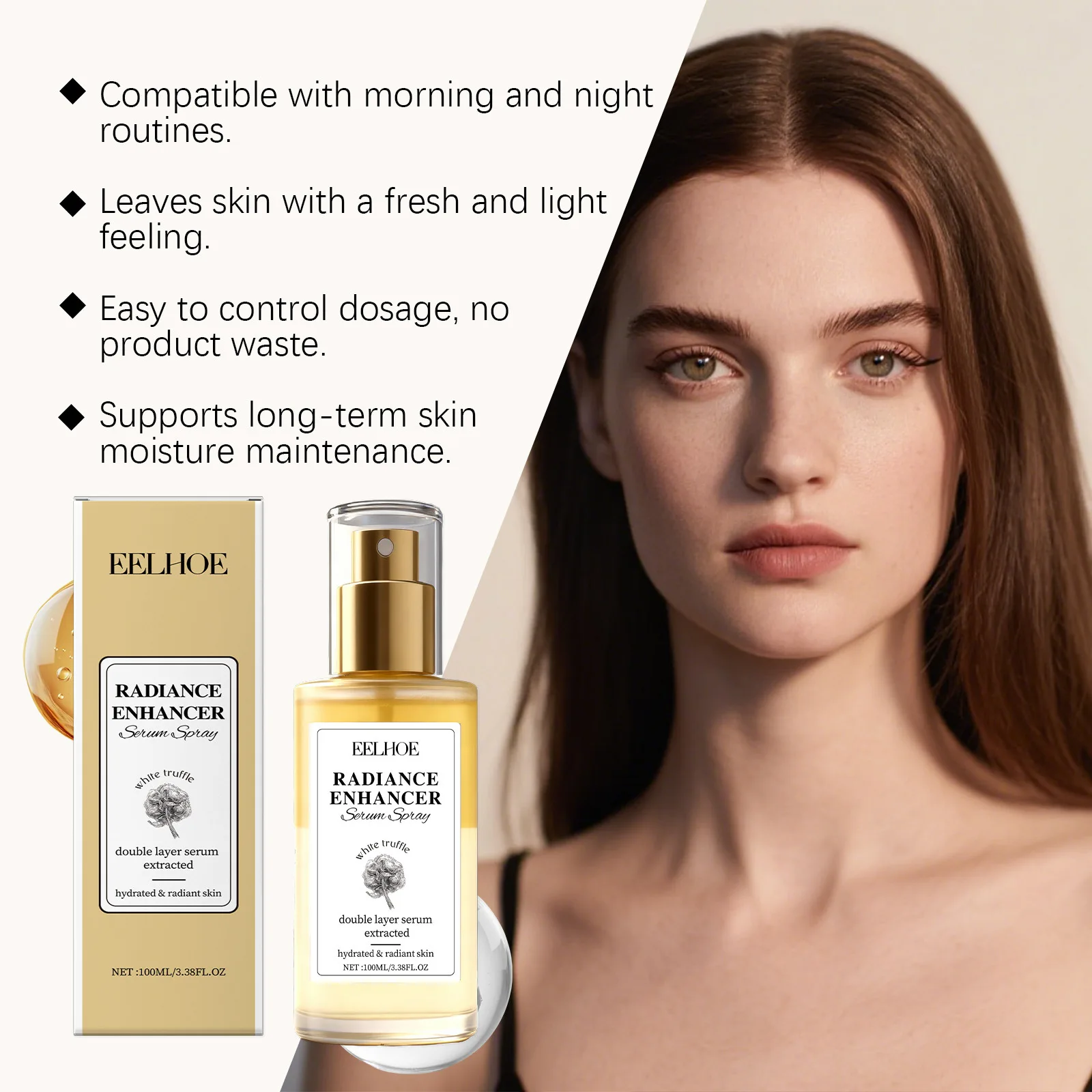 

EELHOE Wh-ite Truffle Facial Moisturize Essence Firm Skin Enhance Elasticity Shrink Pore Brightening Luster Facial Sooth Essence