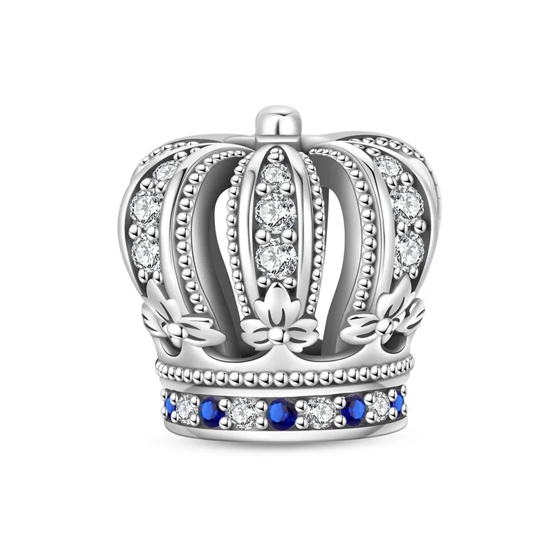 Original 925 Sterling Silber Prinzessinnen-Kronen-Charms Perlen DIY Frauen Geburtstag Schmuck Geschenke