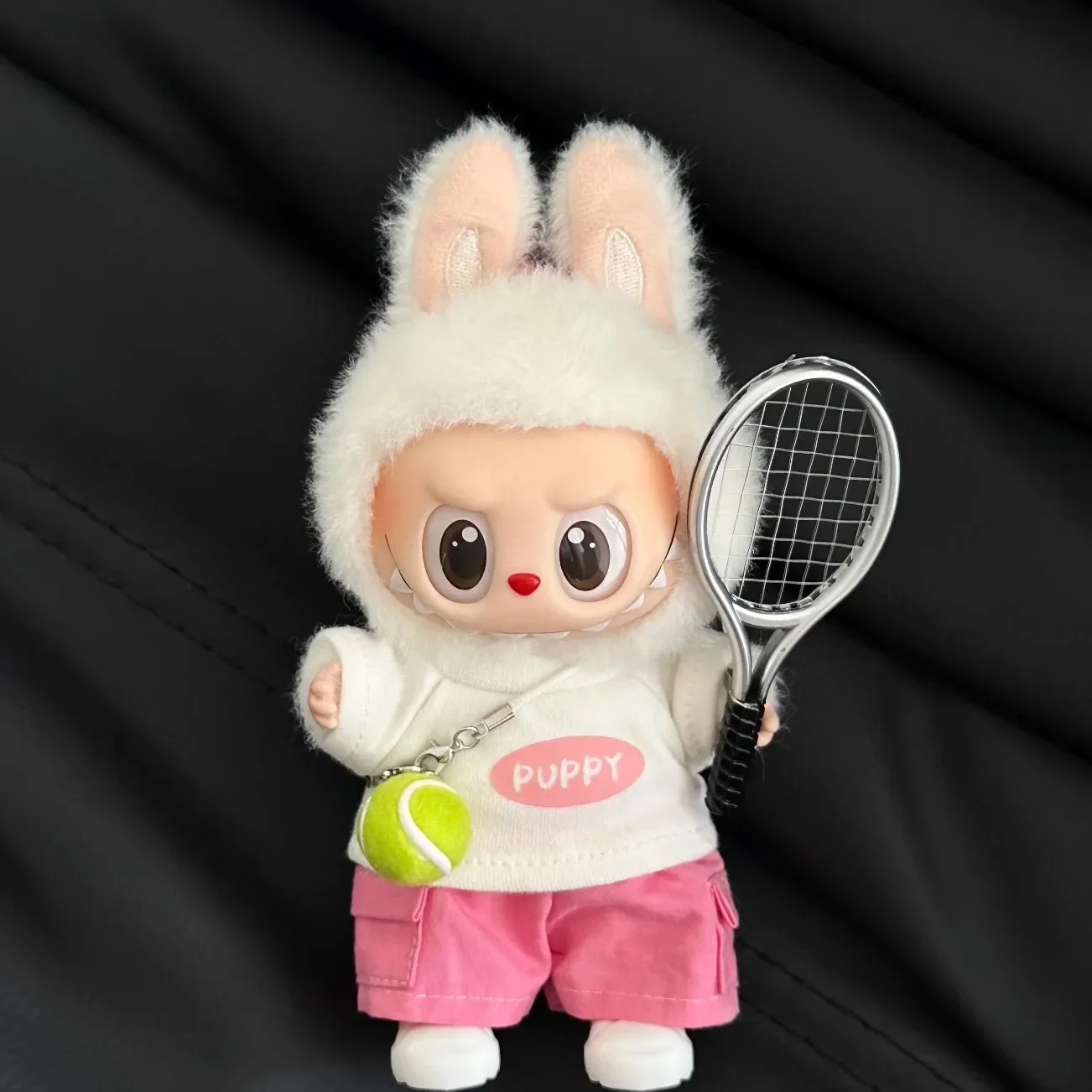 For Cute Labubu Bunny Doll Accessories with Knitted Clothes Labubu Tennis Sports Set Sweater for LABUBU Toy Collectors Clothes