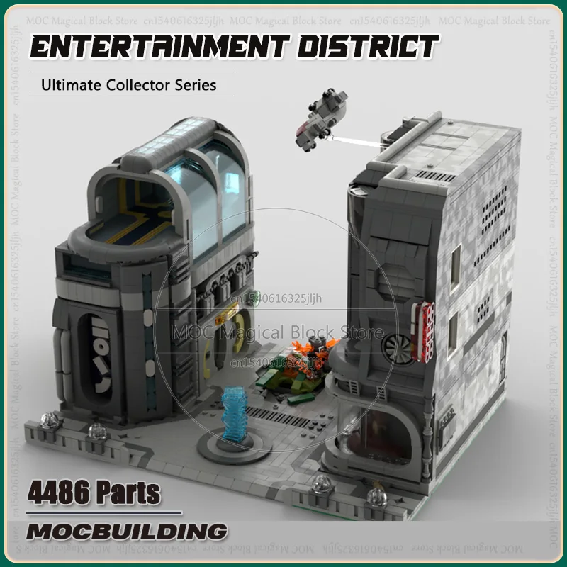 MOC Scene Entertainment District Modular MOC Building Blocks Diorama Model Constructor Architecture Technology Bricks Toys Gifts