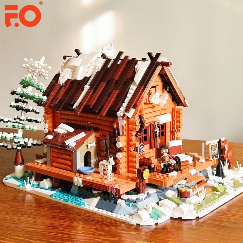 Funwhole الصيد لودج اللبنات نماذج المشهد الصغير منازل خشبية ثلاثية الأبعاد زينة تجميع ألعاب ألغاز قابلة للفصل